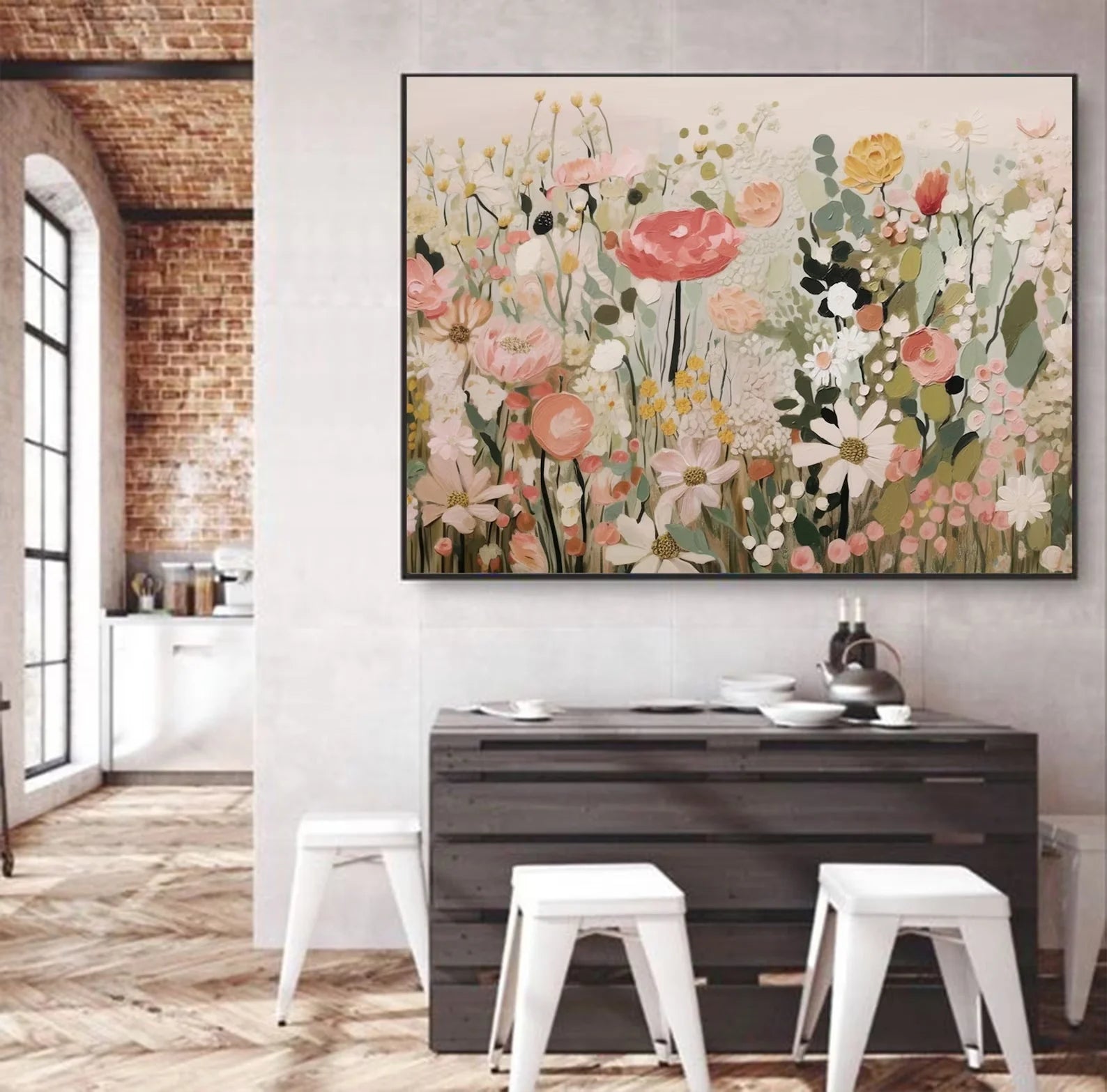 Thick Texture Flower Picture Dafeng Oil Painting Handmade Abstract Oil Painting on Canvas Wall Art Home Decoration Unframed